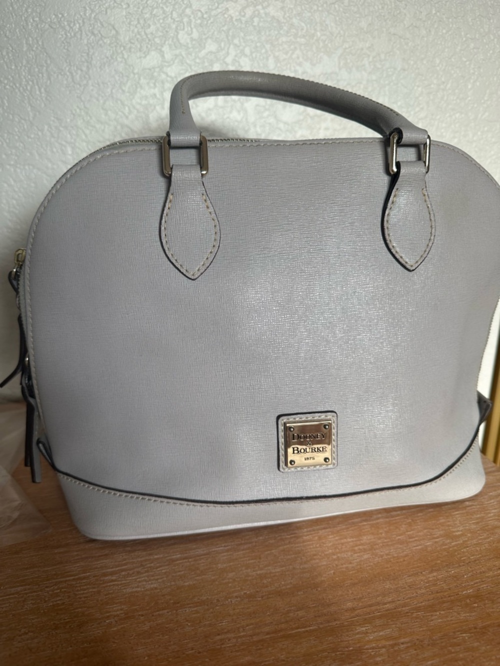 Dooney & Bourke Light Gray Pebbled Top-Handle Satchel